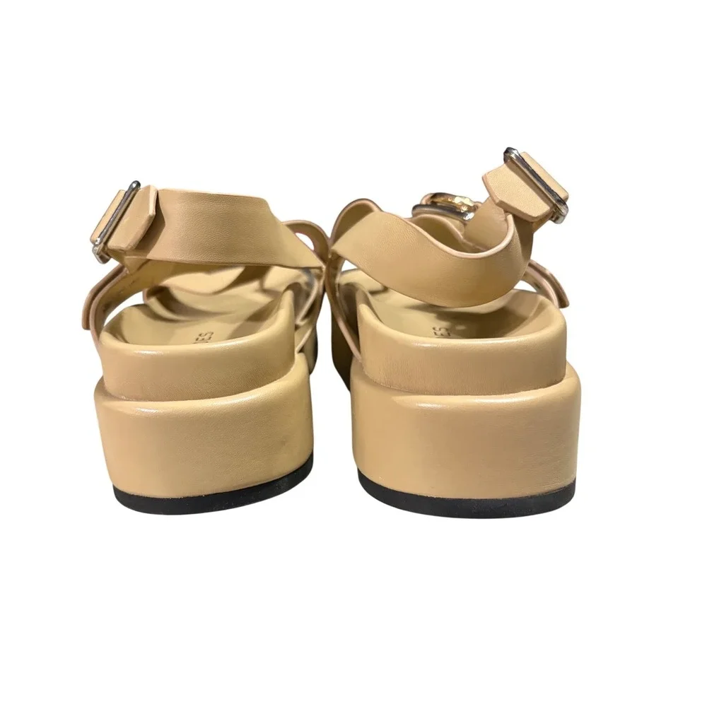 J/Slides‎ NYC Solara Platform Sandals Womens 9.5 Sand Leather EUC